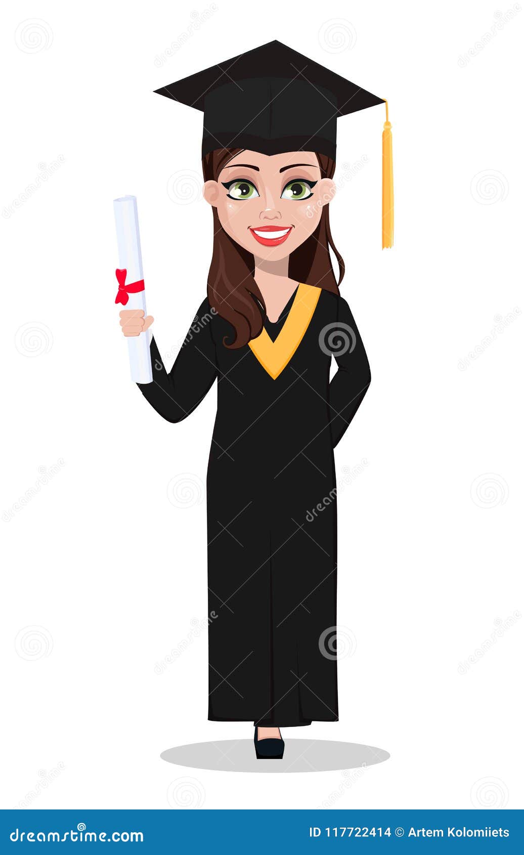 Student Graduation. Cartoon Character with Diploma Stock Vector ...