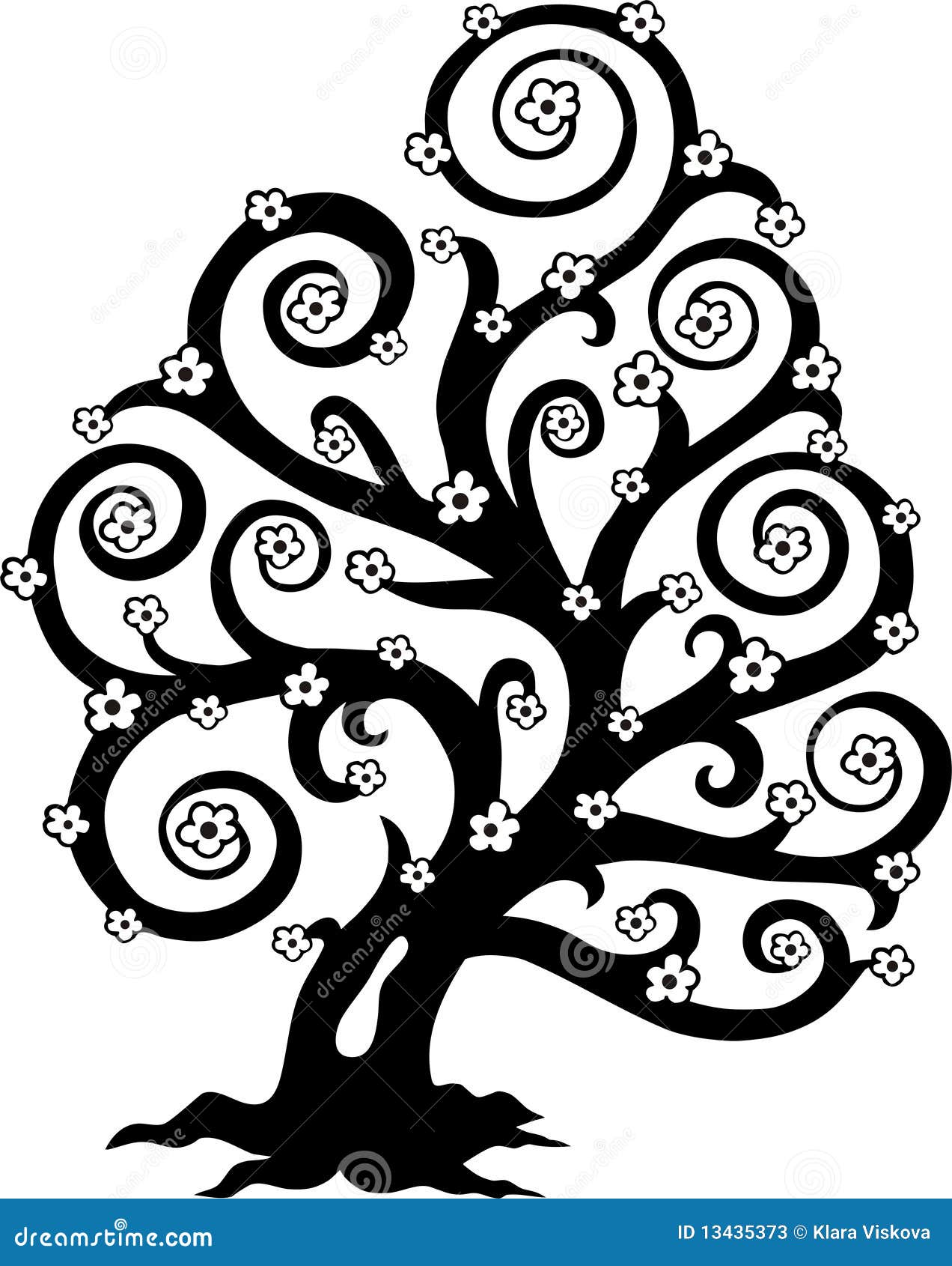 Stylized Tree In Bloom Silhouette Stock Photos - Image: 13435373