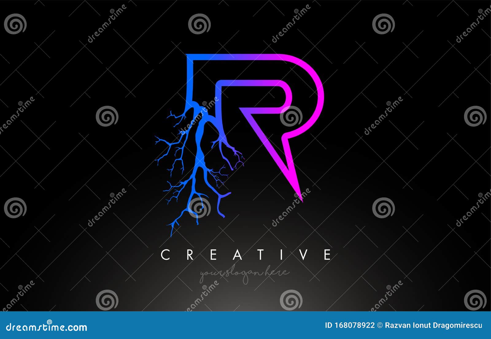 Tree Letter R Design Logo with Purple Blue Tree Branch. R Letter Tree ...