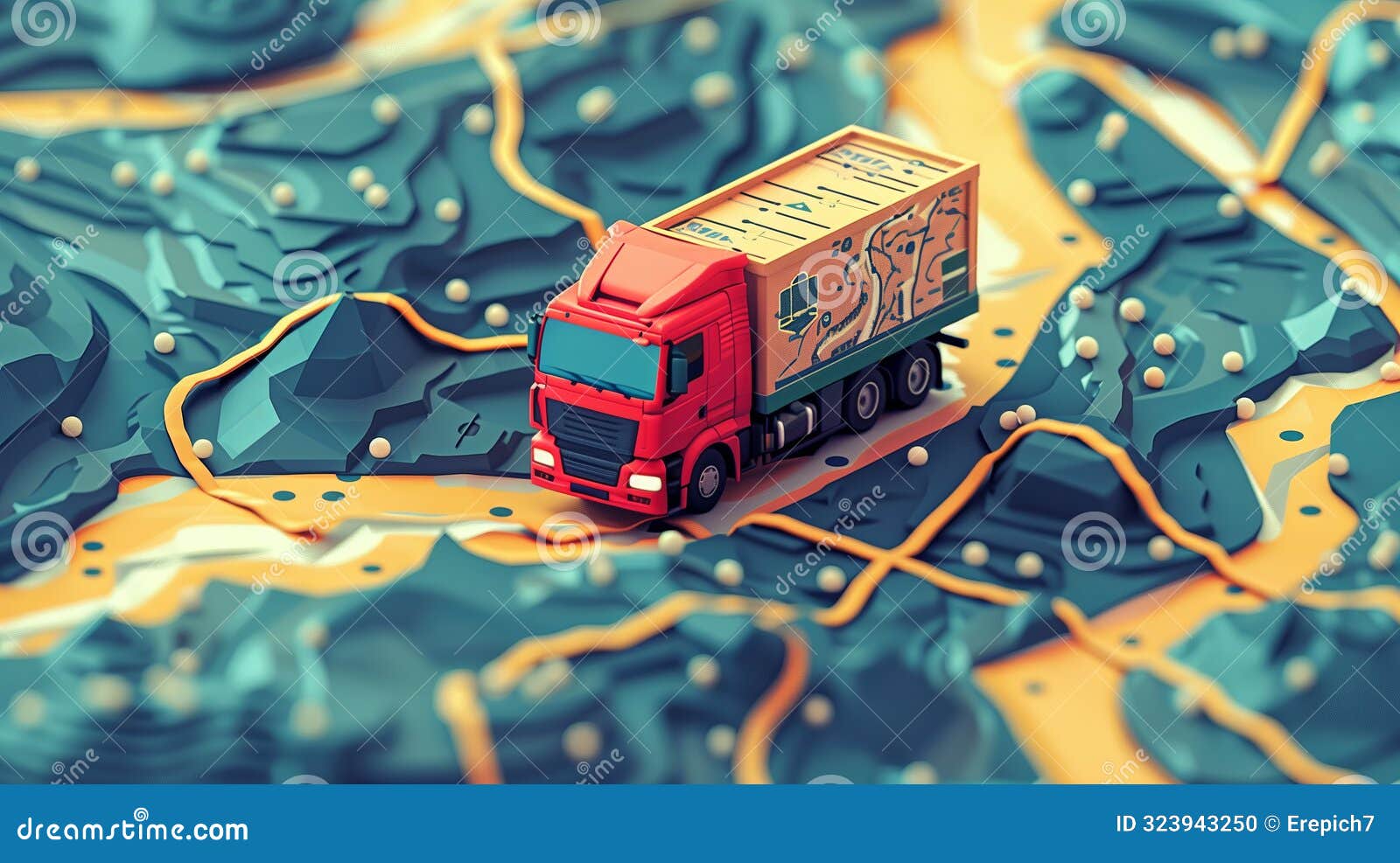 Truck on a GPS Map. Logistics and Transportation Concept Stock Photo ...