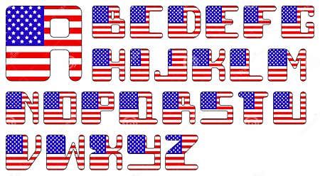 USA flag alphabet stock vector. Illustration of latin - 19444596