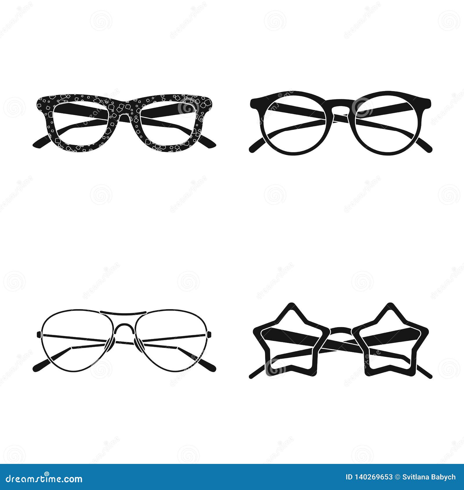 Vector Design of Glasses and Sunglasses Symbol. Set of Glasses and ...