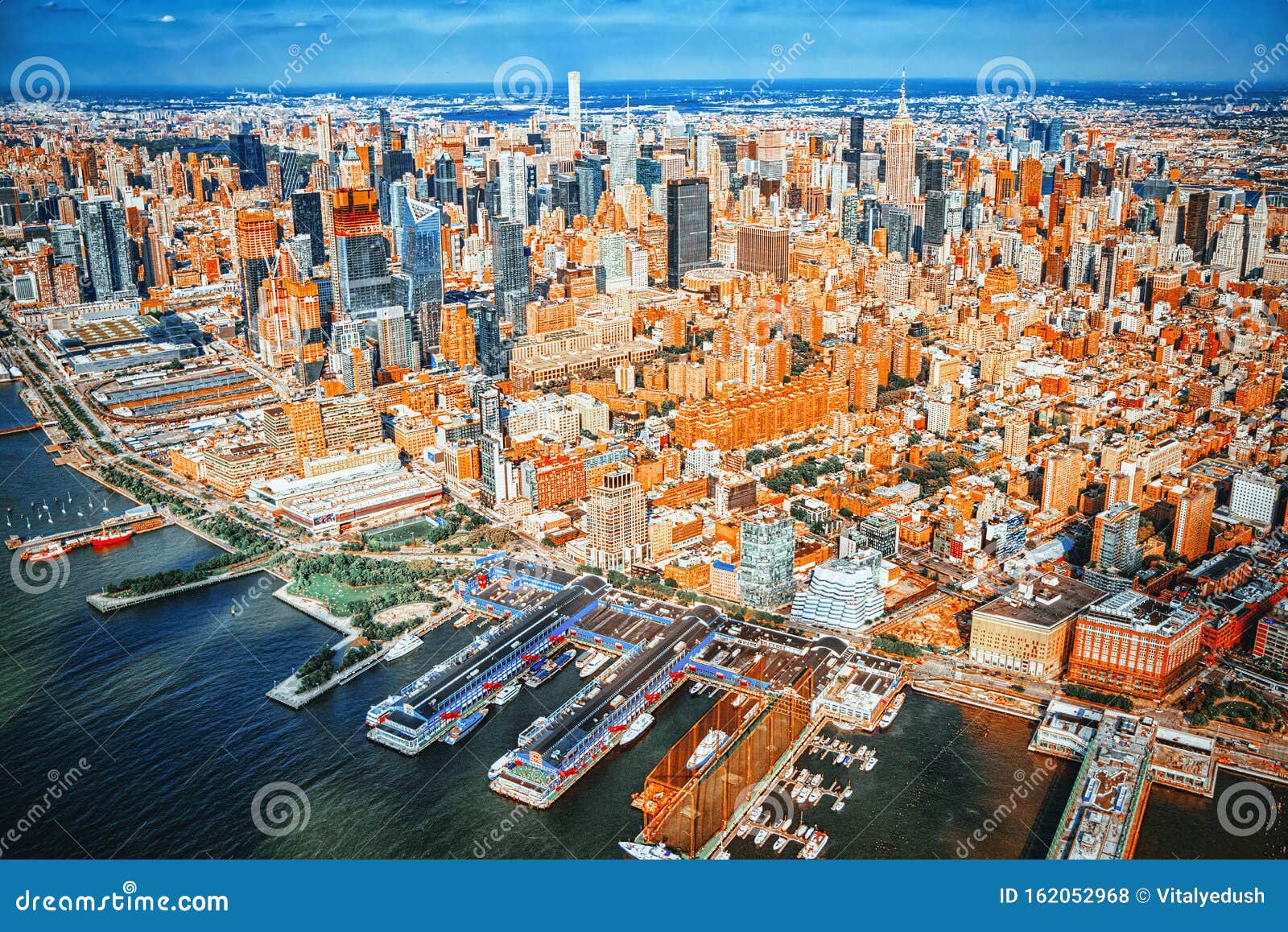 View of New York and Manhattan from a Bird`s Eye View Stock Photo ...