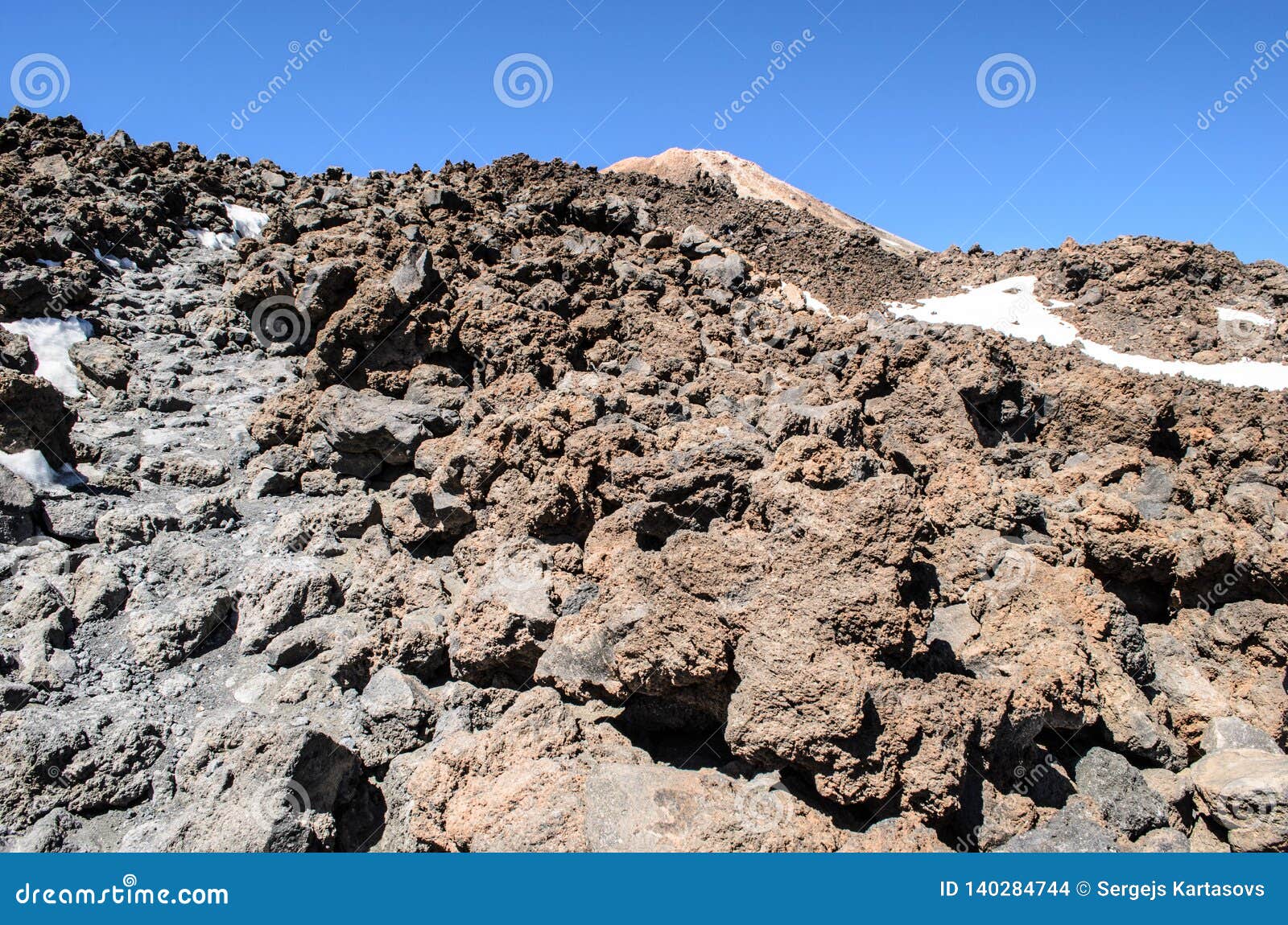 Volcanic Lava Landscape Along the Mountain Path at the Top of the ...