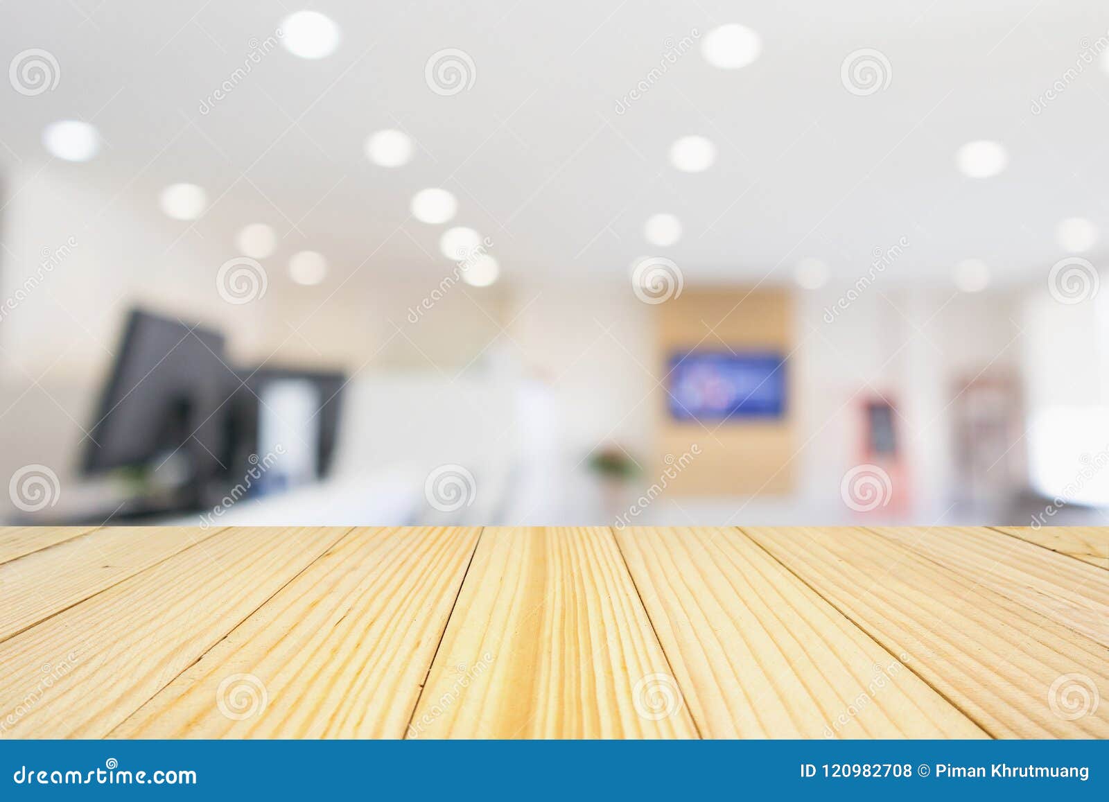 Wood Table with Abstract Blur Office Desk Workplace Stock Photo - Image of  desktop, blank: 120982708