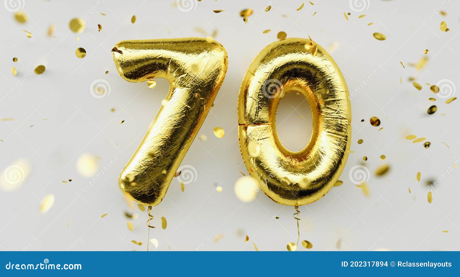 70 Years Old. Gold Balloons Number 70th Anniversary, Happy Birthday ...