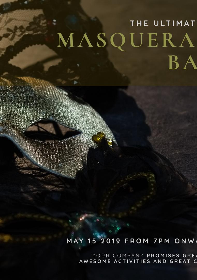 Elegant Masquerade Ball Invitation with Mysterious Mask from Pikwizard