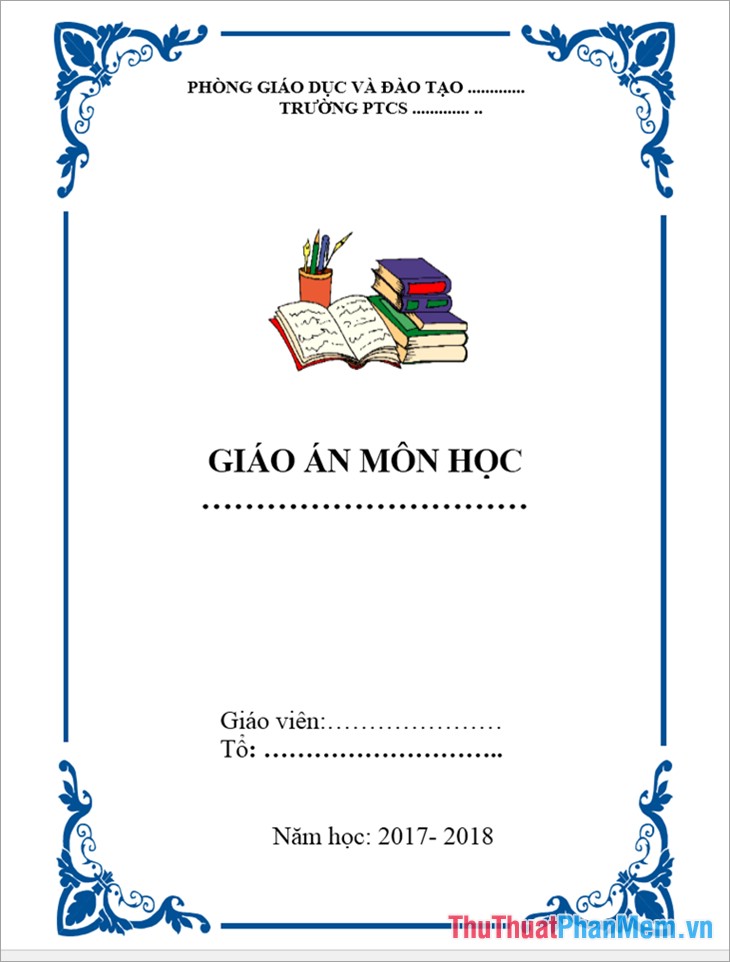 Mẫu thiết kế mẫu bìa giáo án đẹp file word phong cách và độc đáo