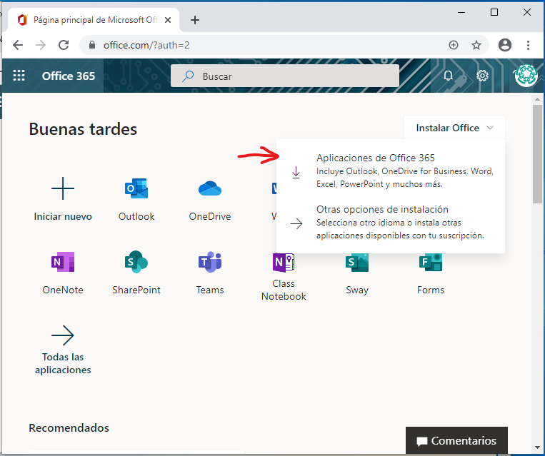 Instalación de Office 365