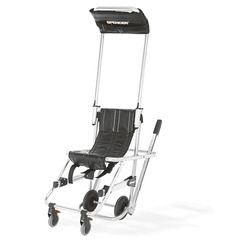 Evacuation Chair - Steel & Aluminum Alloy Frame, Adjustable Washable Seat & Headrest, Rear Door Mounting Provision - Ideal for Safe Patient Transport Up or Down Stairs