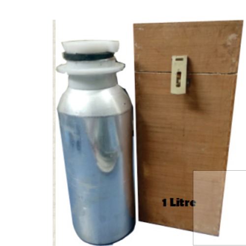 Aluminum Oil Sample Box - 1 Liter Square Bottle, Plain Brown Finish, Ideal for Petrol Pumps