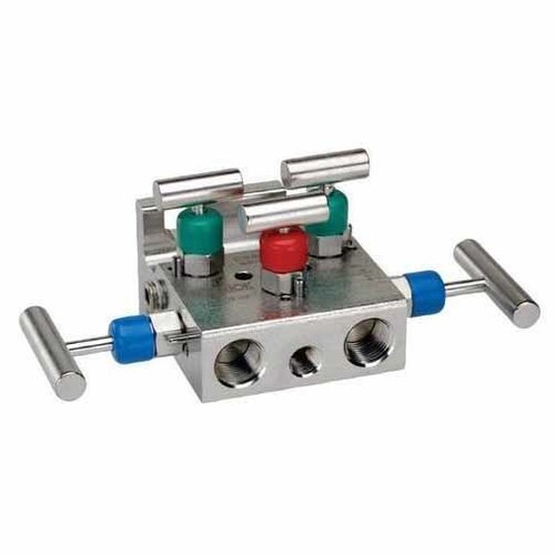 5 Way T Type Manifold Valve - Stainless Steel, 1/4" & 2" Size, Chrome Color | Designed for Industrial Applications, Precise Media Flow Control