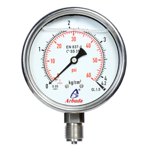 Stainless Steel Economical Analog Pressure Gauge Dial Material: Glass