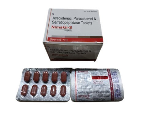 Aceclofenac Paracetamol Serratiopeptidase Tablet - Medicine Grade, Allopathic Formulation | Prescription Required, For Hospital and Clinic Use, Store in Cool and Dry Place