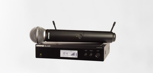 Black Shure Blx24R Sm58 Rack Mount Wireless Microphone System With Handheld Vocal Mic