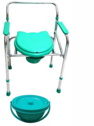 Abs Plastic And Mild Steel Body Folding Portable Commode Chair Design: One Piece