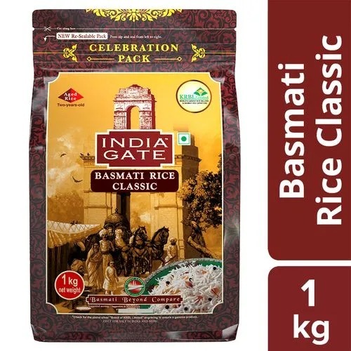 Rich Aroma Commonly Cultivated India Gate Long Grain Basmati Rice (1 Kg) Brake