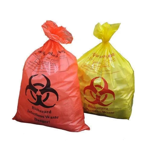 Red 32 X 42 X 10Cm Ldpe Disposable Plastic Large Biomedical Waste Collection Bags