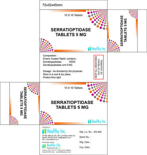 Serratiopeptidase Tablets 5mg 10x10 Tablets Pack