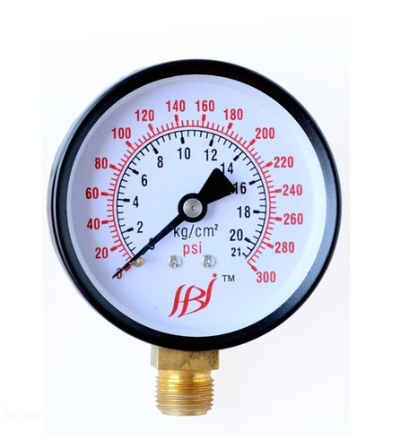 Round Shape Silver Dial Type Pressure Gauge