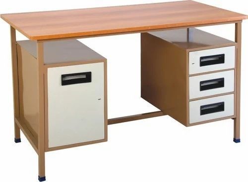 Brown Wooden & Steel Computer Tables