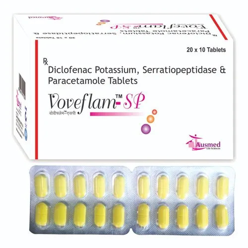 Diclofenac Potassium Serratiopeptidase And Paracetamol Tablets - Prescription Required for Hospital and Clinic Use | For Pain Relief, Physical Form: Tablets, Precautions: Yes