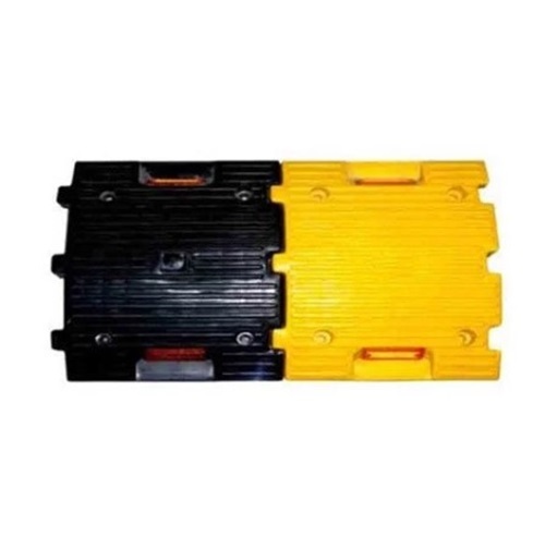 Plastic Speed Breaker - PVC Material, 250x350x50mm Size, Black Color, 4 Reflectors, 12 Holes in 1Mtr