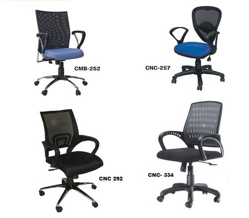 Net Back Chair - Breathable Net Back, PU Seat, PP Base & Arms | Chrome/PP Base Options, Push Back/Tilting Mechanism, Custom Fabric Colors