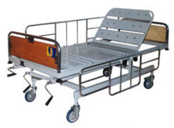 ICU Bed - Stainless Steel Frame, 203L x 90W x 60H cms | Height Adjustable, Smooth Crank Mechanism, Detachable Head & Leg Bows, Shock-absorbing Rubber Buffers, Saline Rod with 4 Locations