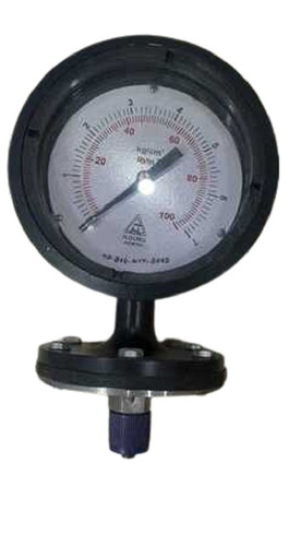 4 Inches Round 100 Percent Accuracy Analog Diaphragm Type Pressure Gauge