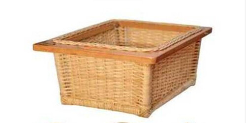 Ruggedly Constructed Natural Wooden Wicker Basket