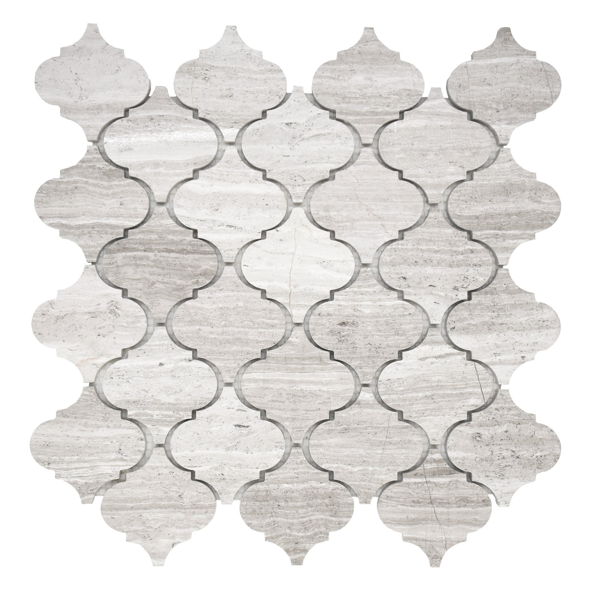 Arabesque Wooden White Marble Polished Mosaic