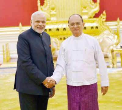 PM Modi meets Myanmar President U Thein Sein | India News - Times of India