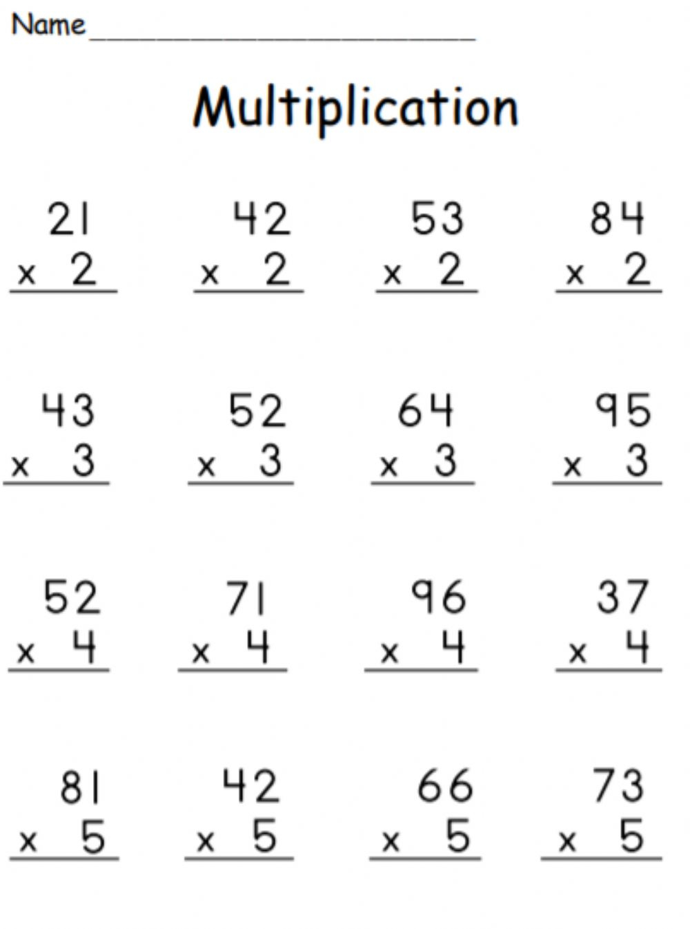 Double Number Multiplication Worksheets