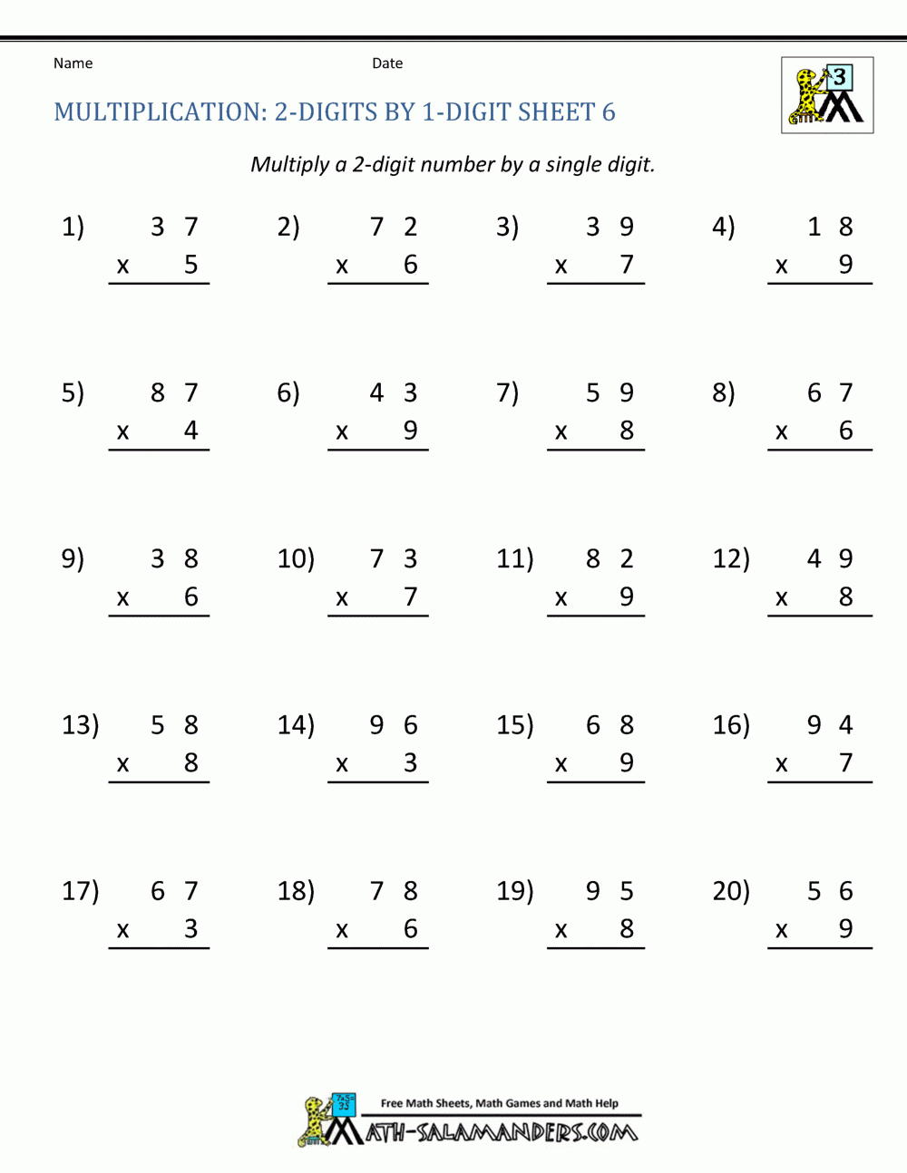 Free 5th Grade Multiplication Practice Sheets