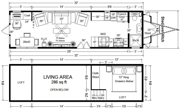 Tiny House Floor Plans: 32' Tiny Home On Wheels Design