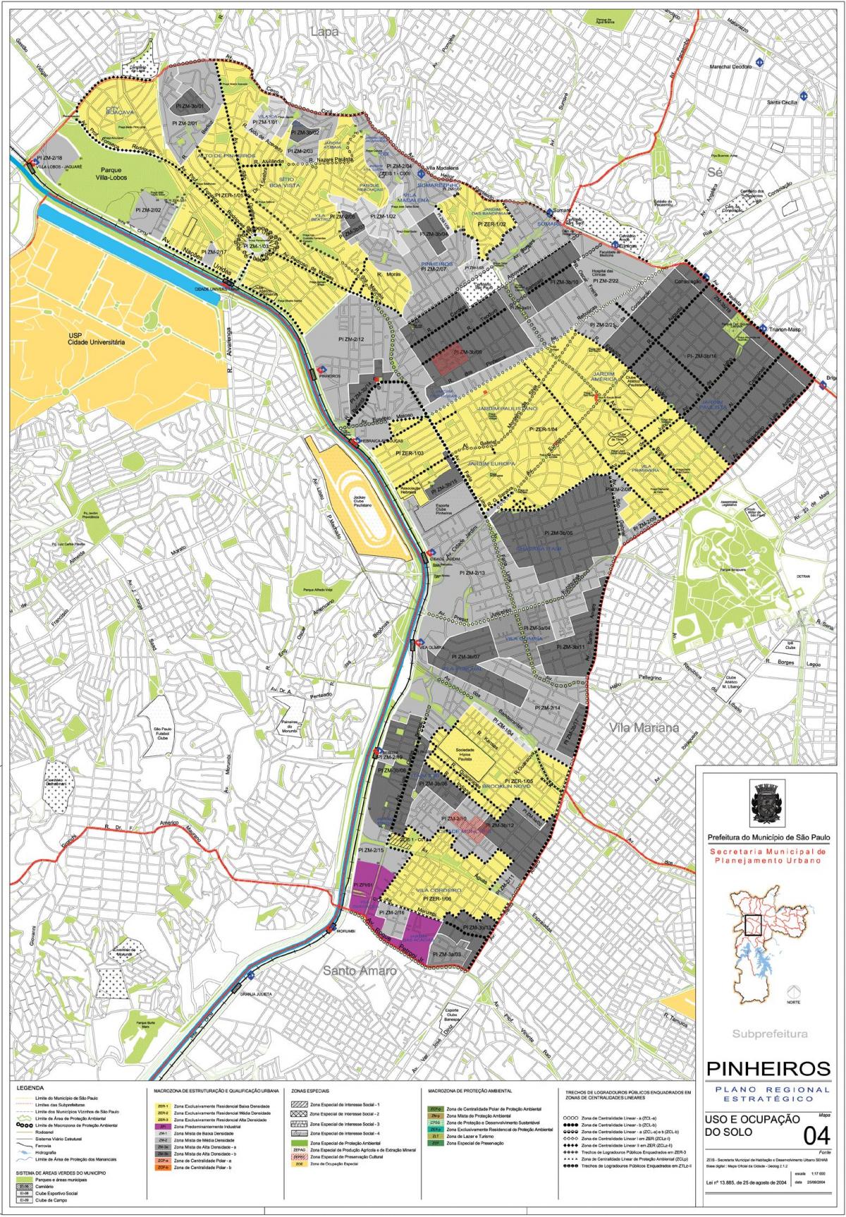 Mapa ng Pinheiros São Paulo - Okupasyon ng lupa