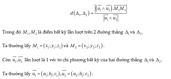 khoảng cách 2 đường thẳng oxyz