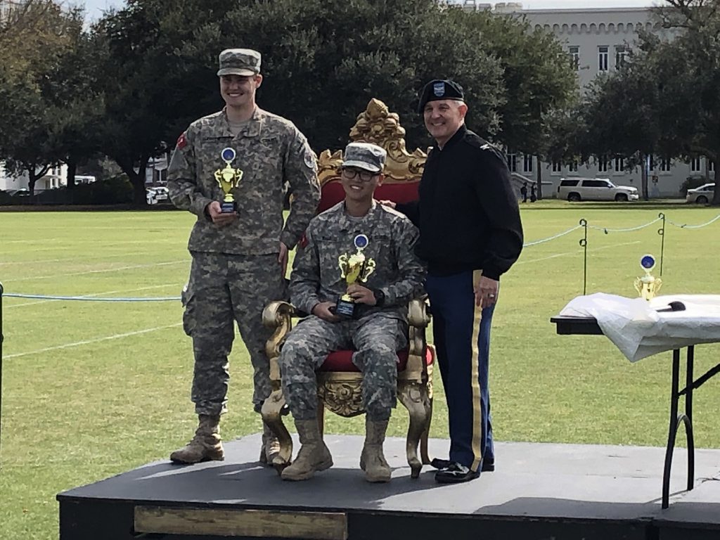 Citadel cadets accepting college distance and accuracy awards