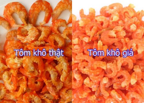 Cách phân biệt tôm khô thật và tôm khô cao su giả của trung quốc