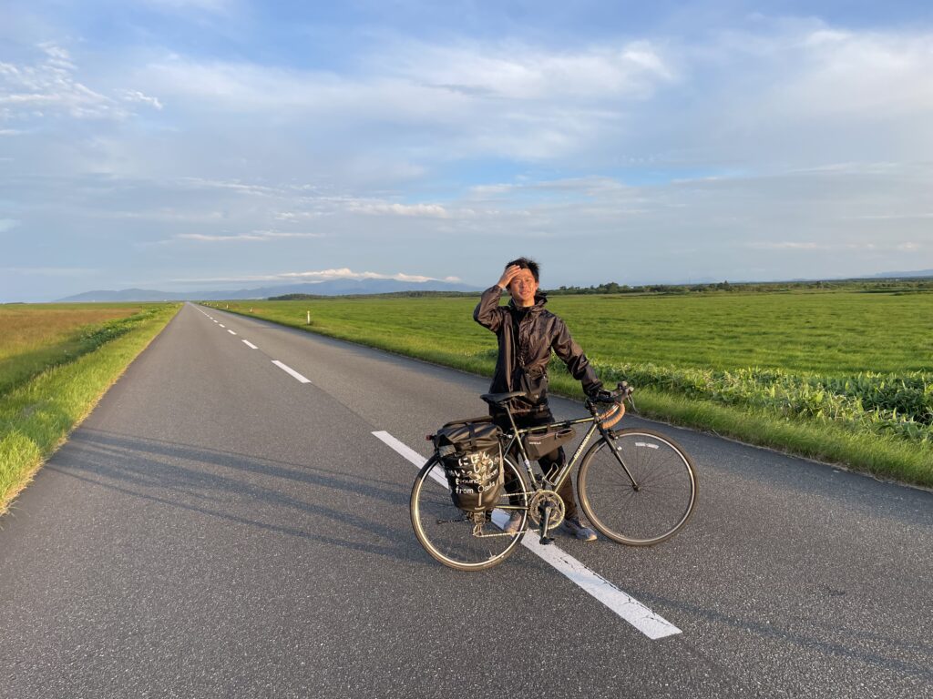 エサヌカ線で自転車と撮影