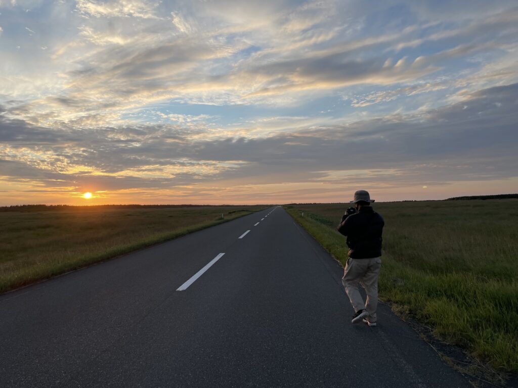 エサヌカ線で夕日撮影