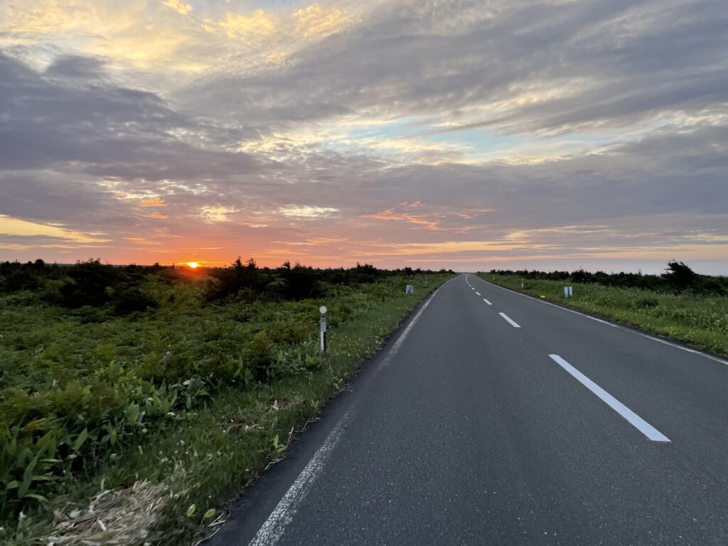 エサヌカ線で夕日撮影