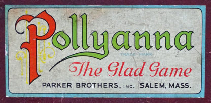 1916 Pollyanna The Glad Game by Parker Brothers Inc., Salem Mass. USA