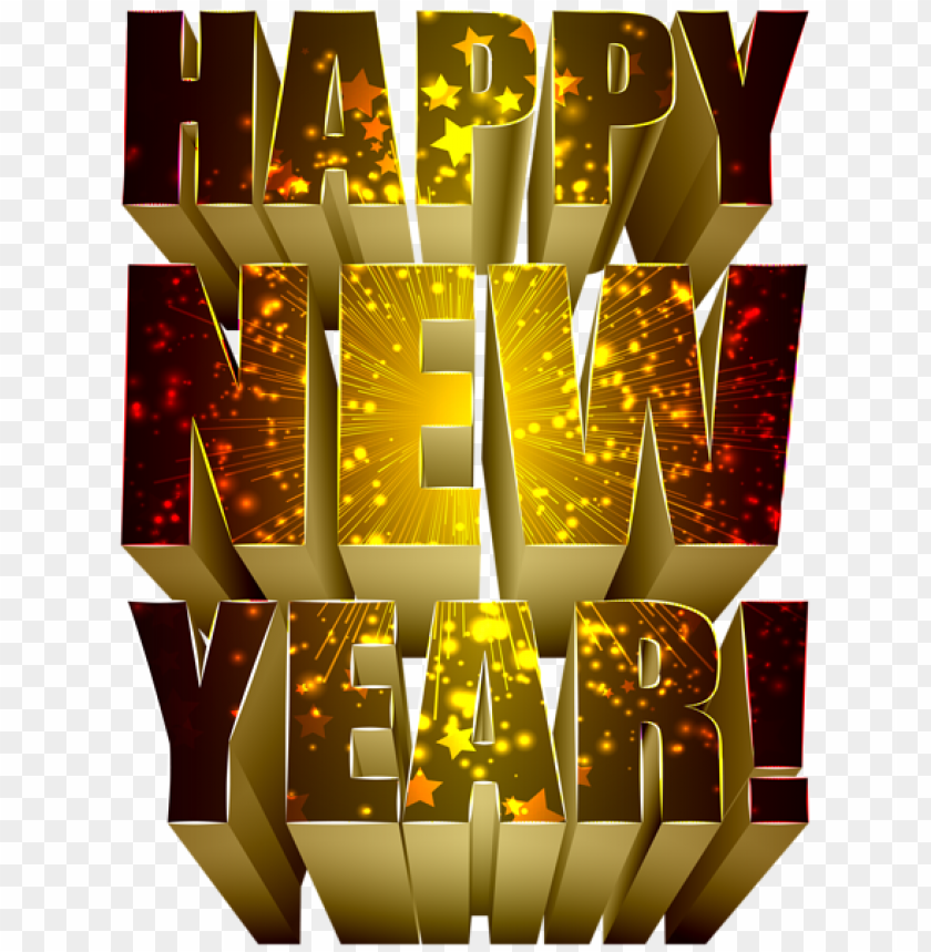 Happy New Year Text PNG Transparent Background