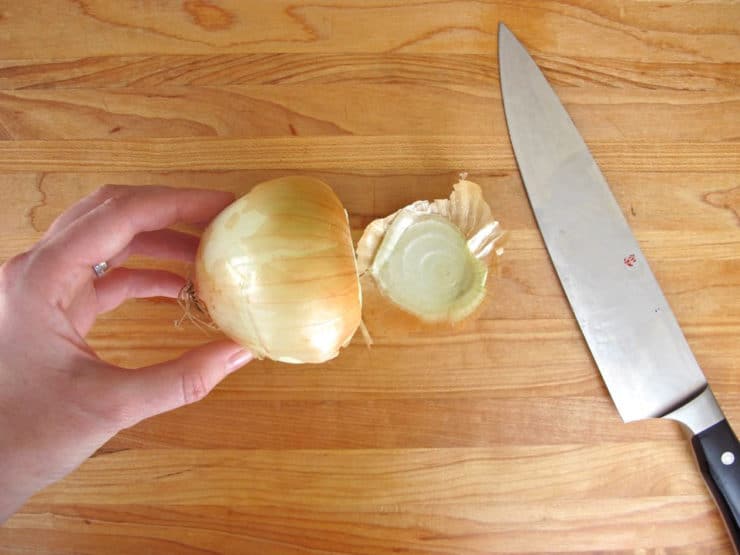 All About Onions: History, Chopping and Stopping Tears - Learn a little history about the onion, how to get rid of the onion smell and tears, and how to properly chop and mince one using a chef's knife.