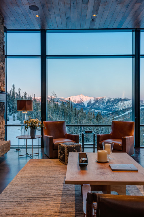 Neutral Living Room with a Mountain View