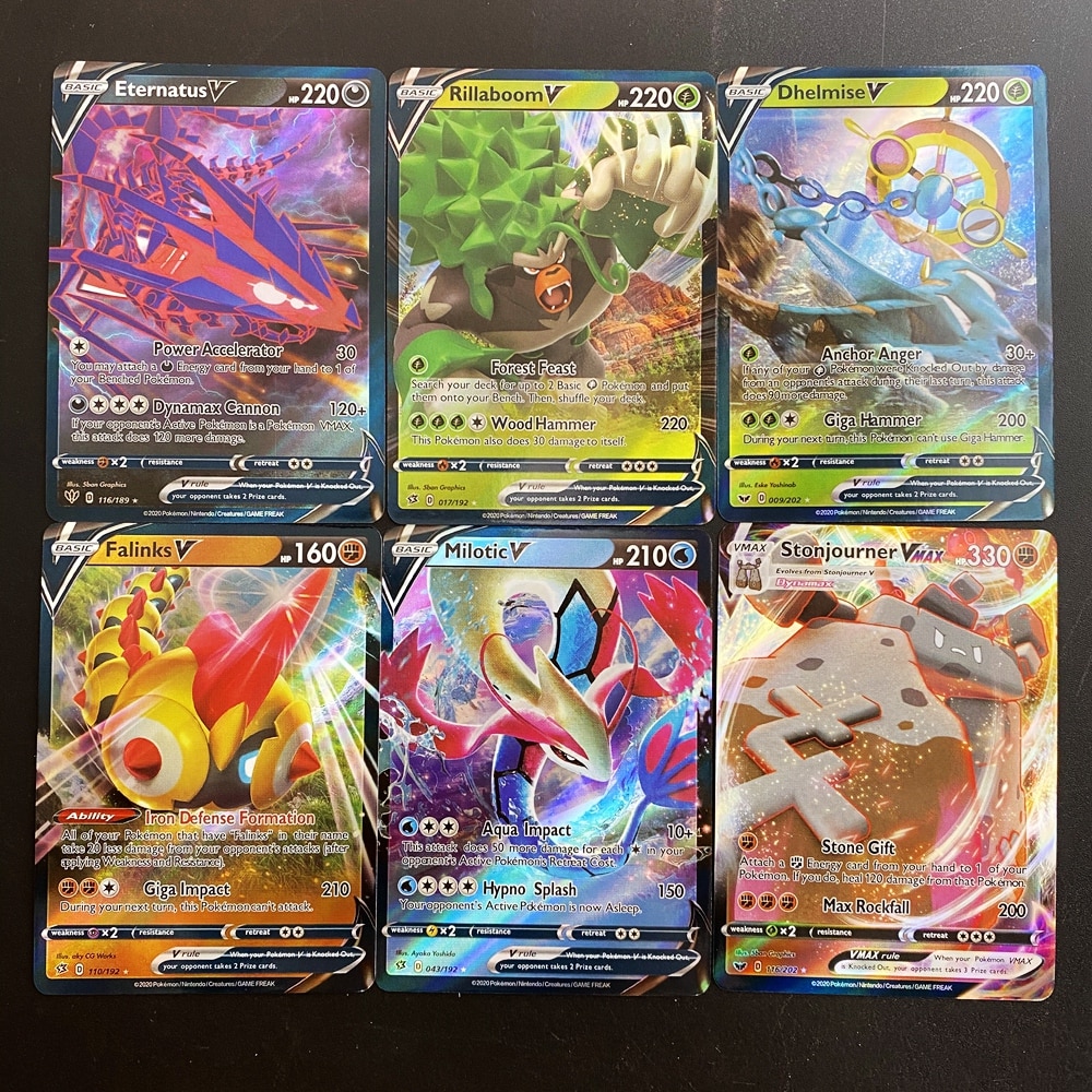 100pcs Pokemon V VMAX Vstar GX MEGA EX Cards English Pokémon Shining ...