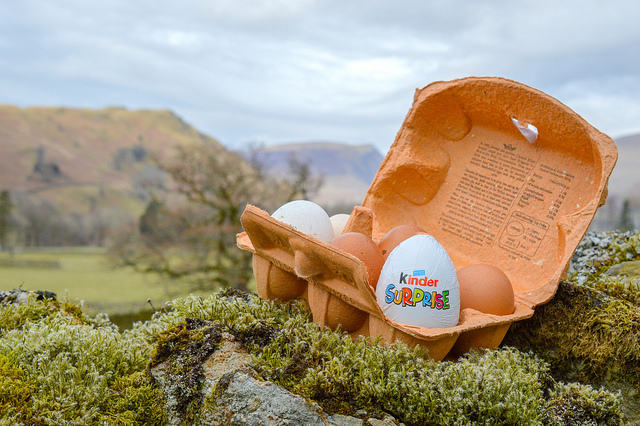 Kinder egg in an egg box