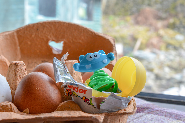 Kinder toy in an egg box